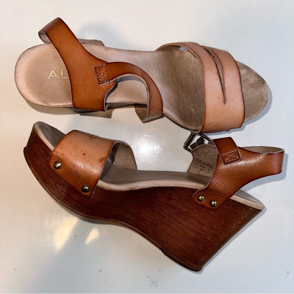 Aldo Tan Wedge Sandals with Ankle Strap